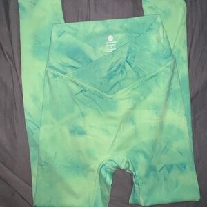 Til You Collapse Green Tie-Dye Leggings